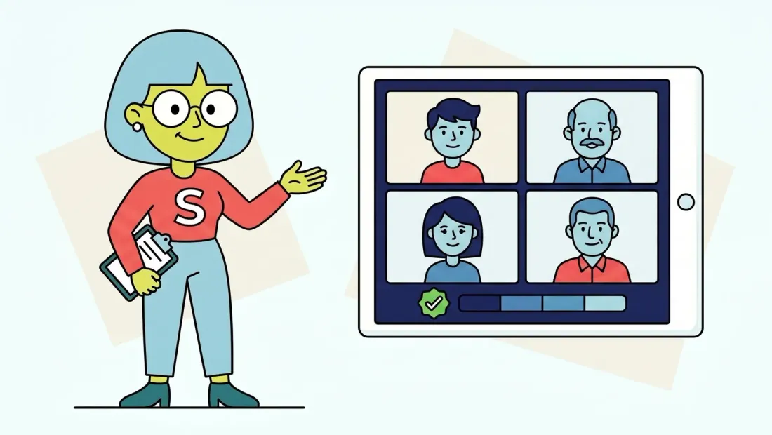 Junta de propietarios online: la mascota de Supervecina muestra una junta telemática con votación por videoconferencia